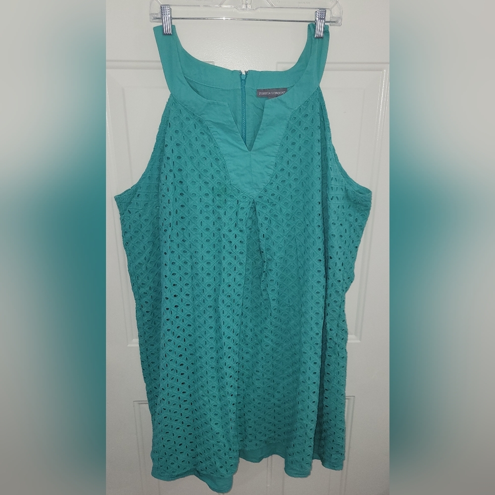Women's plus size 28W eyelet sleeveless dress.